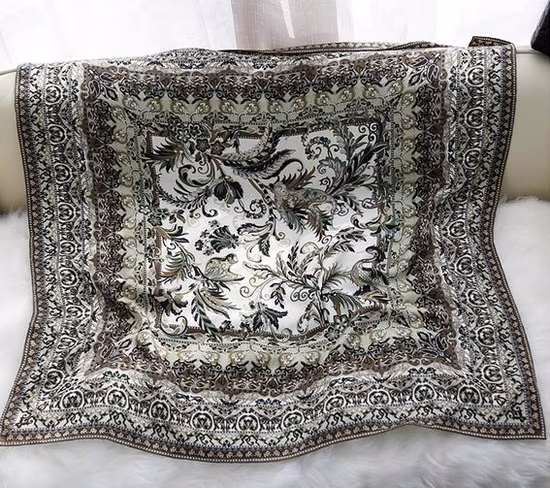 Custom Digital Printed 100% Natural Silk Square Scarf for Ladies Scarfs