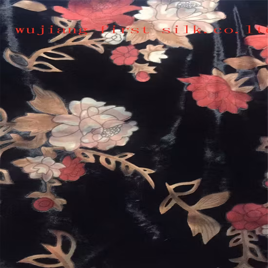 Vendas quentes, produção personalizada, entrega rápida, preço competitivo, amostra pronta, tecido de veludo de seda, veludo de veludo, tecido queimado